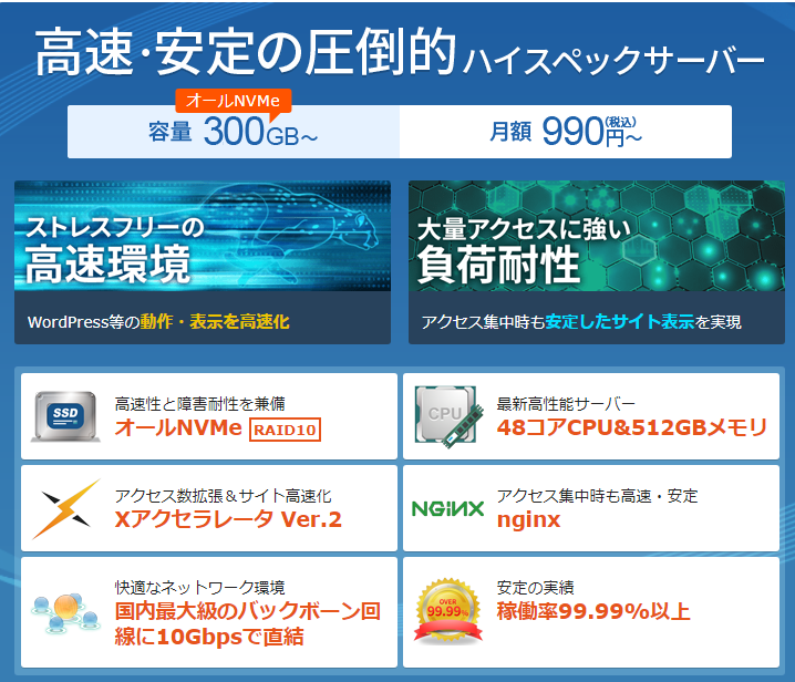 エックスサーバースペック