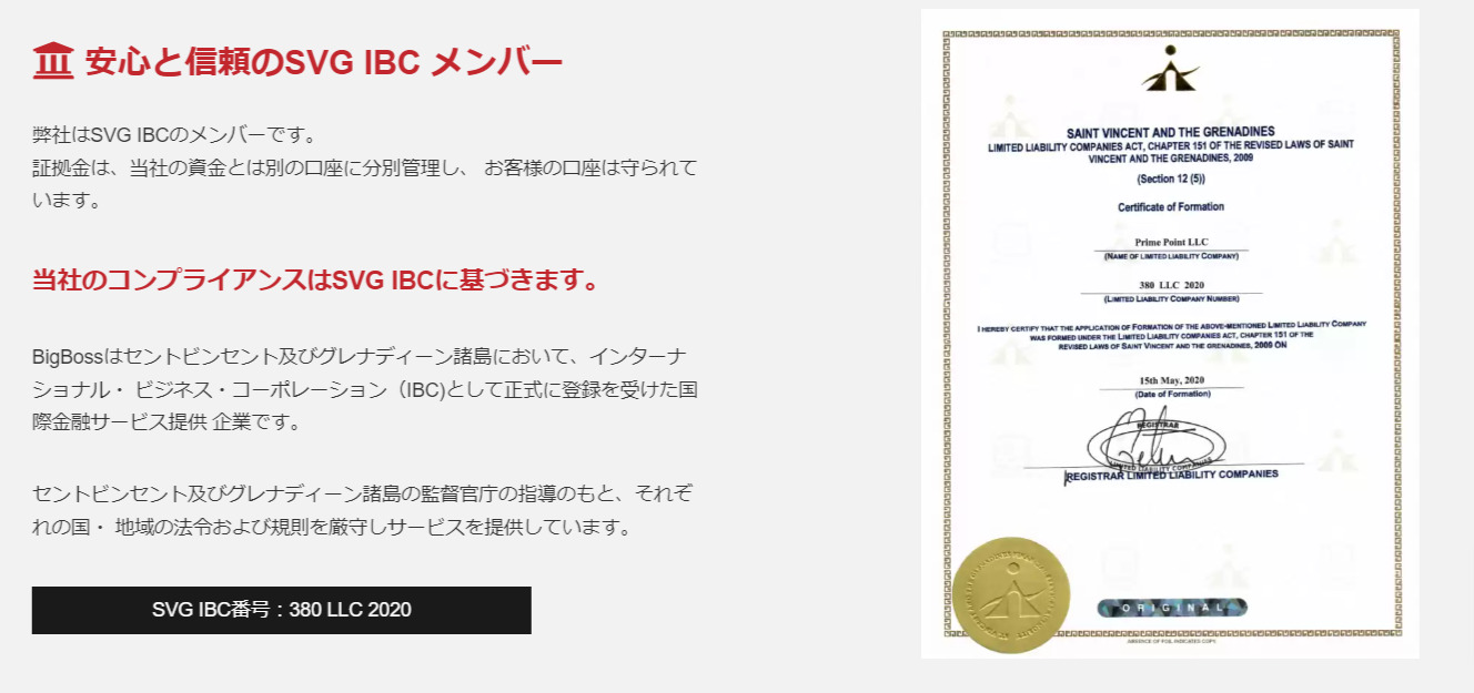 BigBossライセンス取得状況