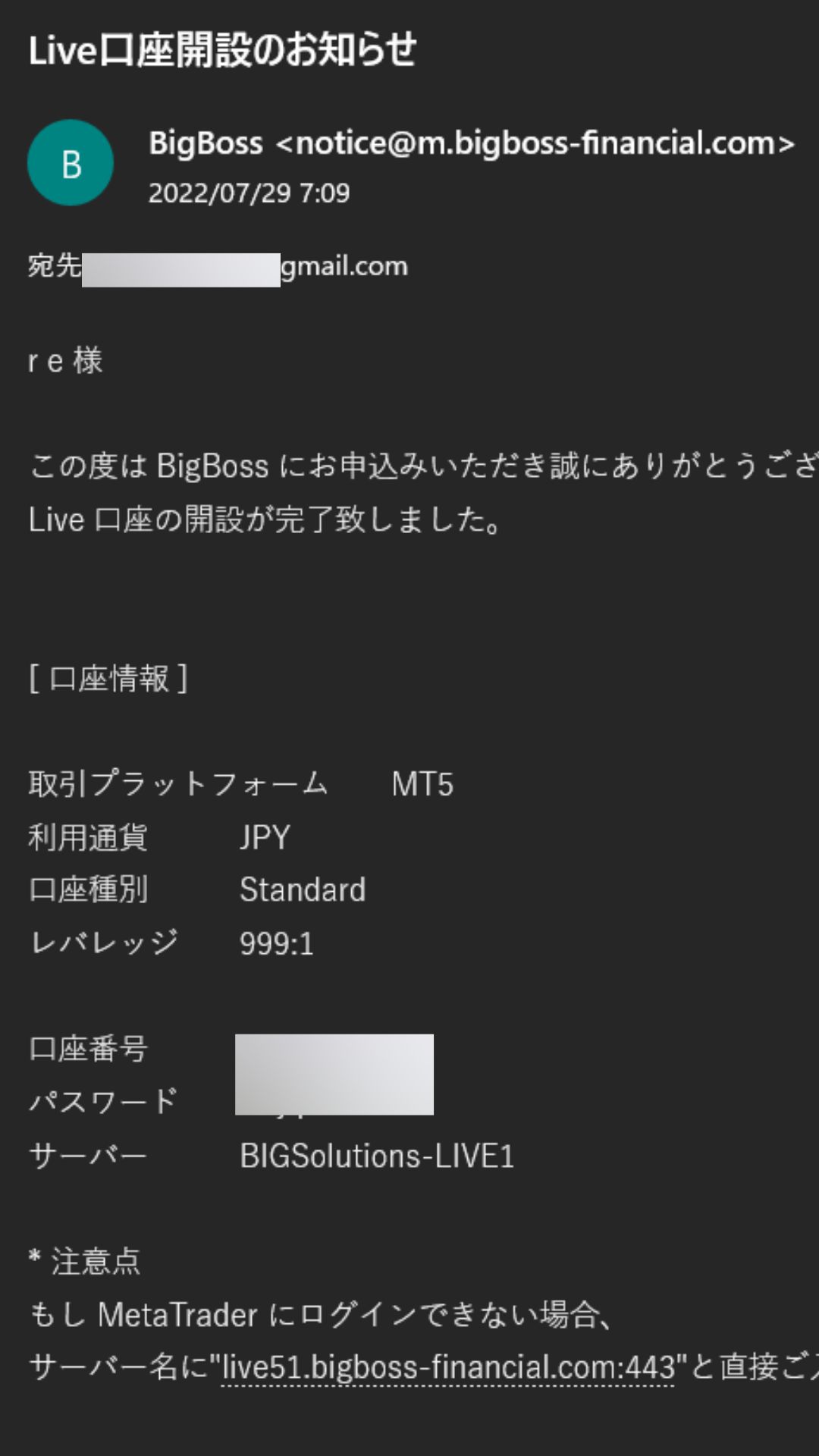 BigBoss口座開設④